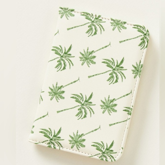 Anthropologie Frasier Sterling Passport Case Vacay Edition Green Palm Print NWT - Picture 1 of 6